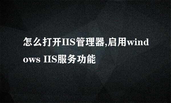 怎么打开IIS管理器,启用windows IIS服务功能