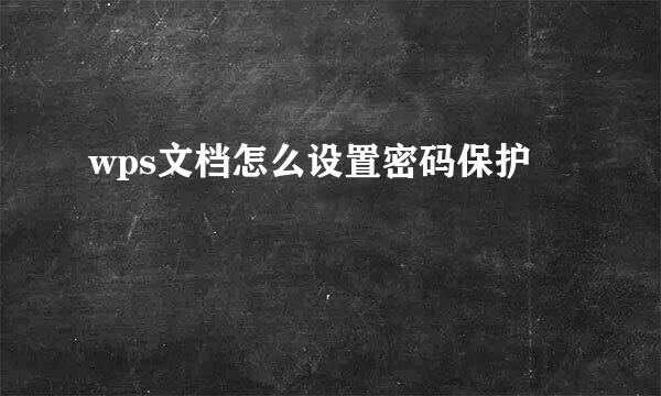 wps文档怎么设置密码保护