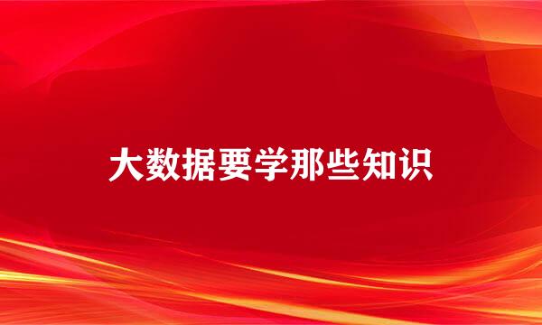 大数据要学那些知识