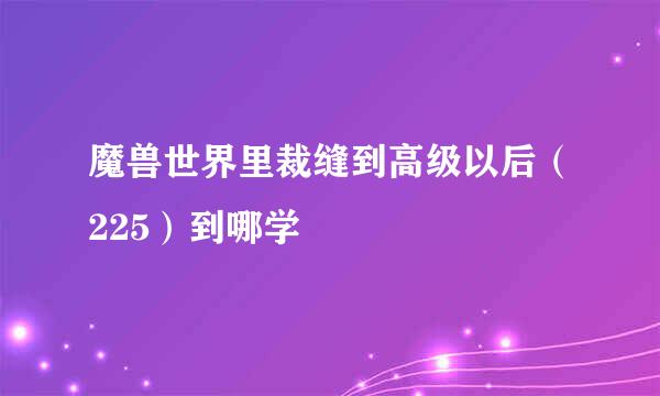魔兽世界里裁缝到高级以后（225）到哪学
