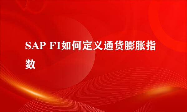 SAP FI如何定义通货膨胀指数