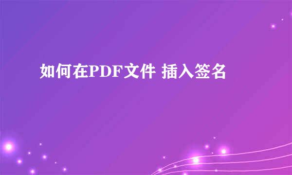 如何在PDF文件 插入签名