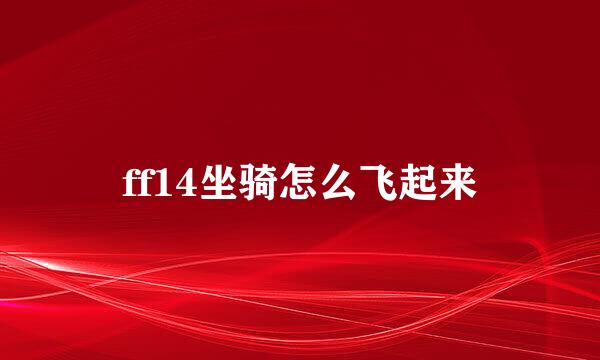 ff14坐骑怎么飞起来