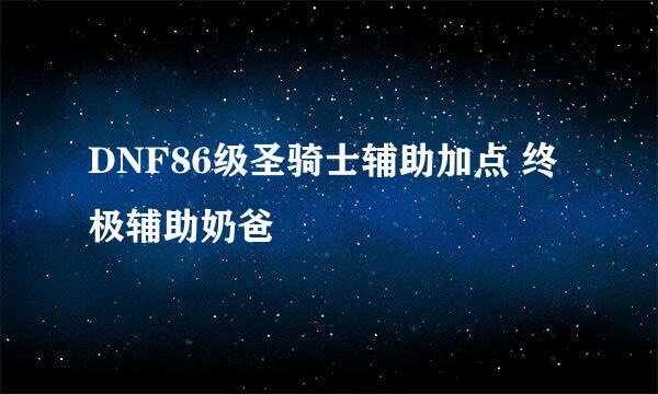 DNF86级圣骑士辅助加点 终极辅助奶爸
