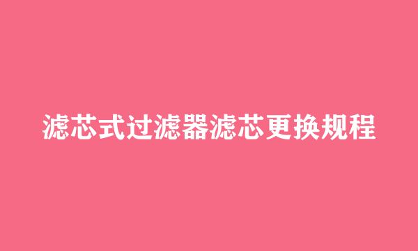 滤芯式过滤器滤芯更换规程