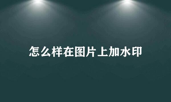 怎么样在图片上加水印