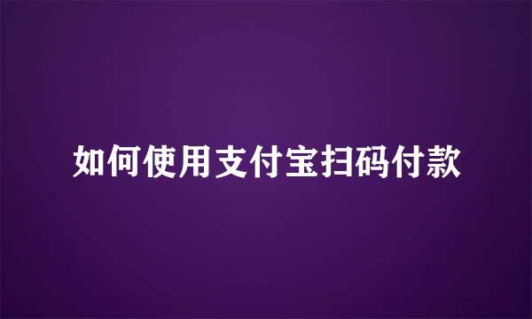 如何使用支付宝扫码付款