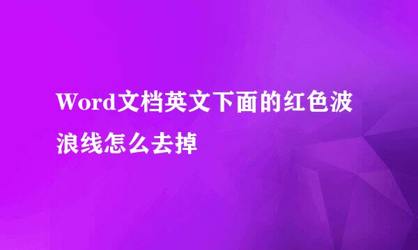 Word文档英文下面的红色波浪线怎么去掉