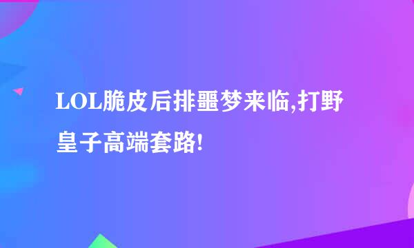 LOL脆皮后排噩梦来临,打野皇子高端套路!