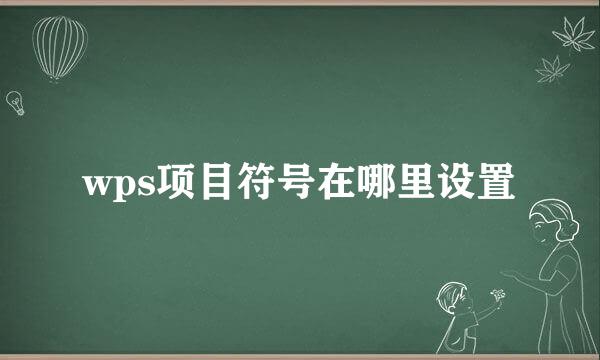 wps项目符号在哪里设置