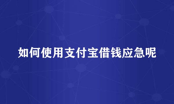 如何使用支付宝借钱应急呢