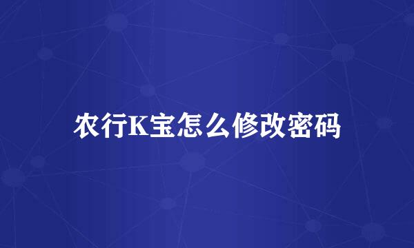 农行K宝怎么修改密码