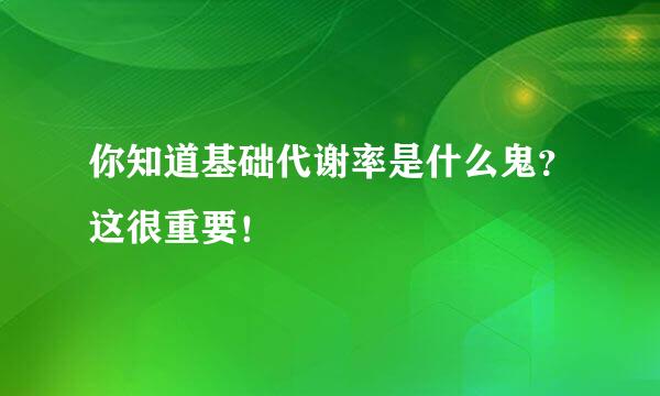 你知道基础代谢率是什么鬼？这很重要！