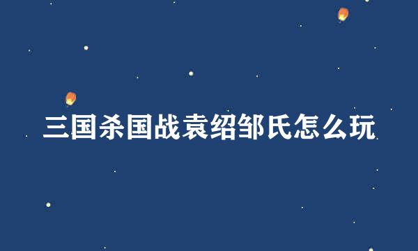 三国杀国战袁绍邹氏怎么玩