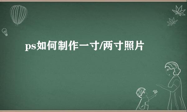 ps如何制作一寸/两寸照片