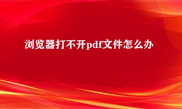 浏览器打不开pdf文件怎么办
