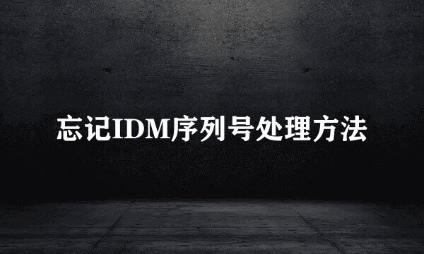 忘记IDM序列号处理方法