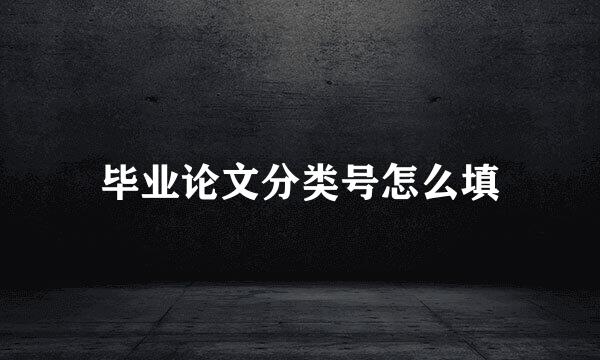 毕业论文分类号怎么填