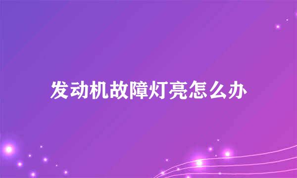 发动机故障灯亮怎么办