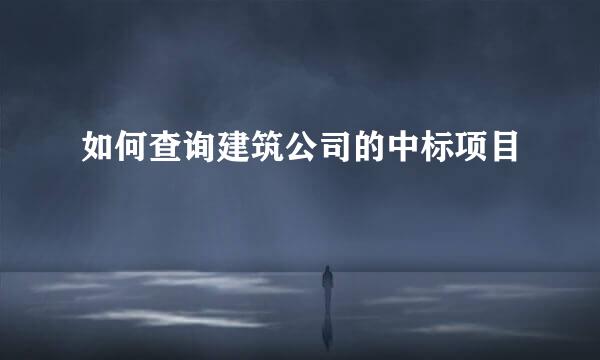 如何查询建筑公司的中标项目