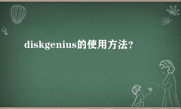 diskgenius的使用方法？