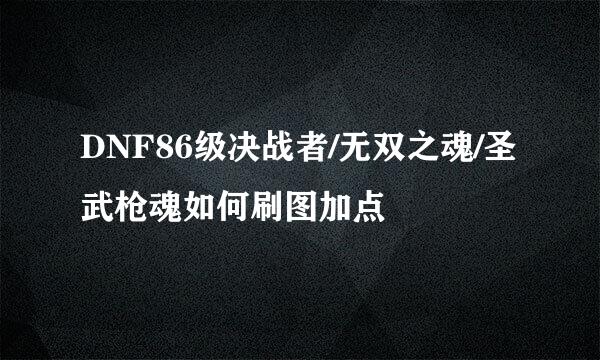 DNF86级决战者/无双之魂/圣武枪魂如何刷图加点