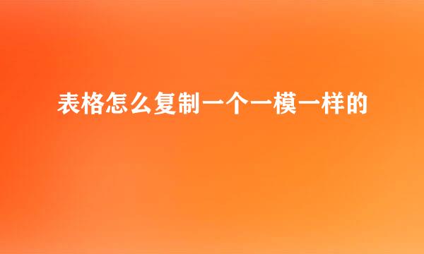 表格怎么复制一个一模一样的