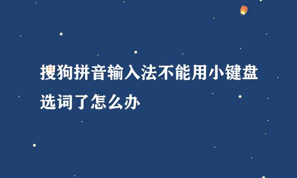 搜狗拼音输入法不能用小键盘选词了怎么办