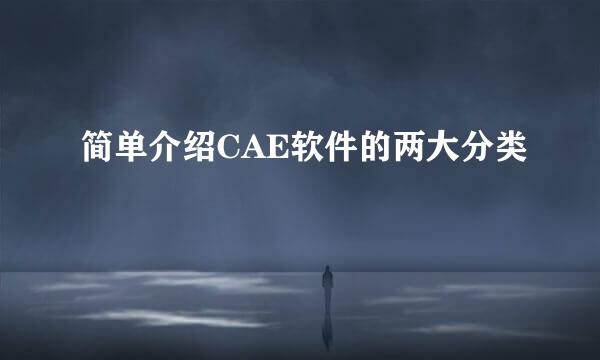 简单介绍CAE软件的两大分类