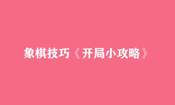 象棋技巧《开局小攻略》