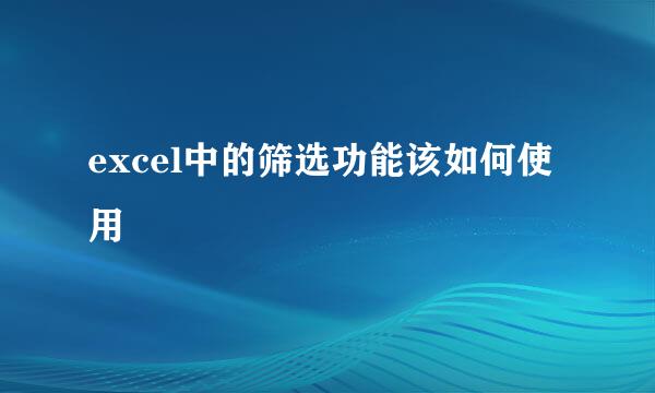 excel中的筛选功能该如何使用