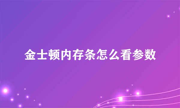 金士顿内存条怎么看参数