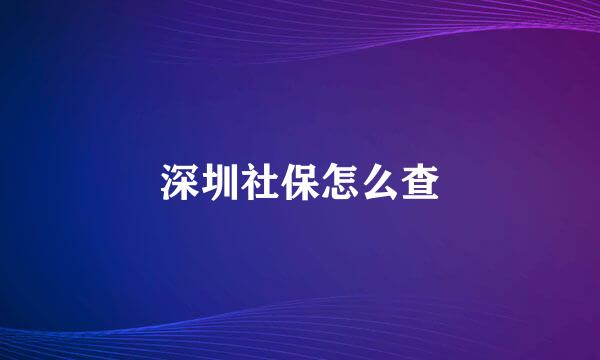 深圳社保怎么查