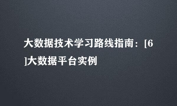 大数据技术学习路线指南：[6]大数据平台实例