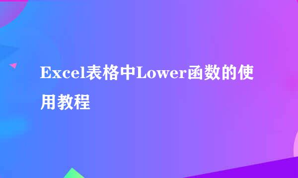 Excel表格中Lower函数的使用教程