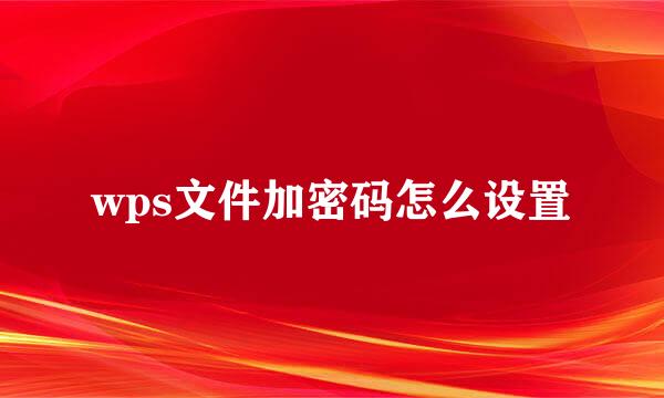 wps文件加密码怎么设置