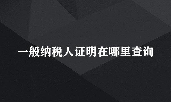 一般纳税人证明在哪里查询