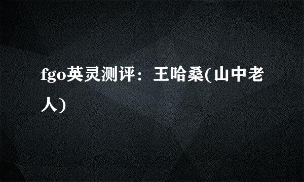 fgo英灵测评:王哈桑(山中老人)