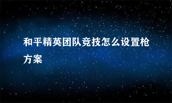 和平精英团队竞技怎么设置枪方案