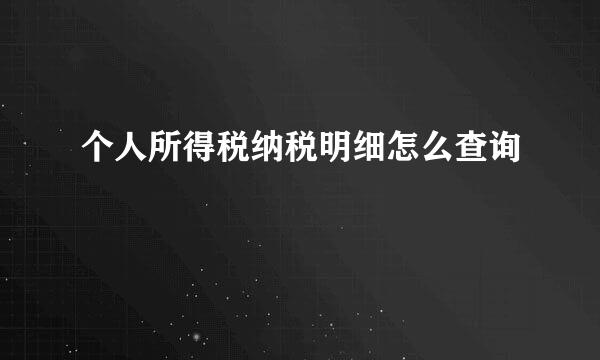个人所得税纳税明细怎么查询