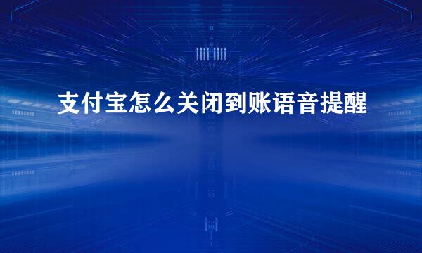 支付宝怎么关闭到账语音提醒