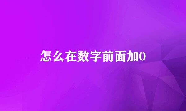 怎么在数字前面加0