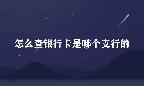 怎么查银行卡是哪个支行的