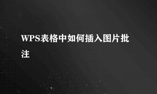 WPS表格中如何插入图片批注