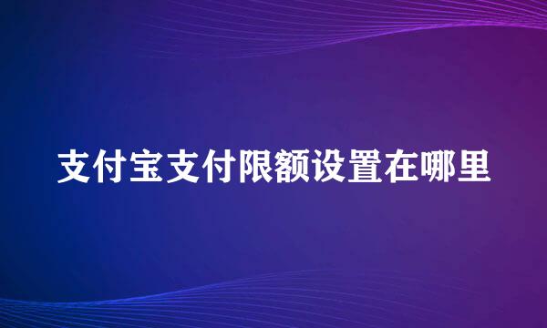 支付宝支付限额设置在哪里