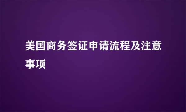 美国商务签证申请流程及注意事项