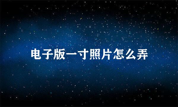 电子版一寸照片怎么弄