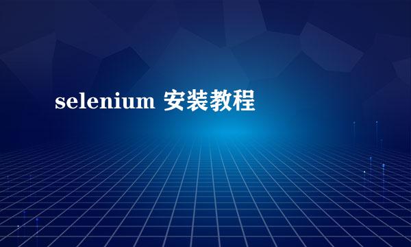selenium 安装教程