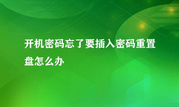 开机密码忘了要插入密码重置盘怎么办