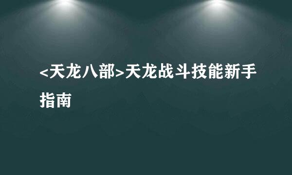 <天龙八部>天龙战斗技能新手指南